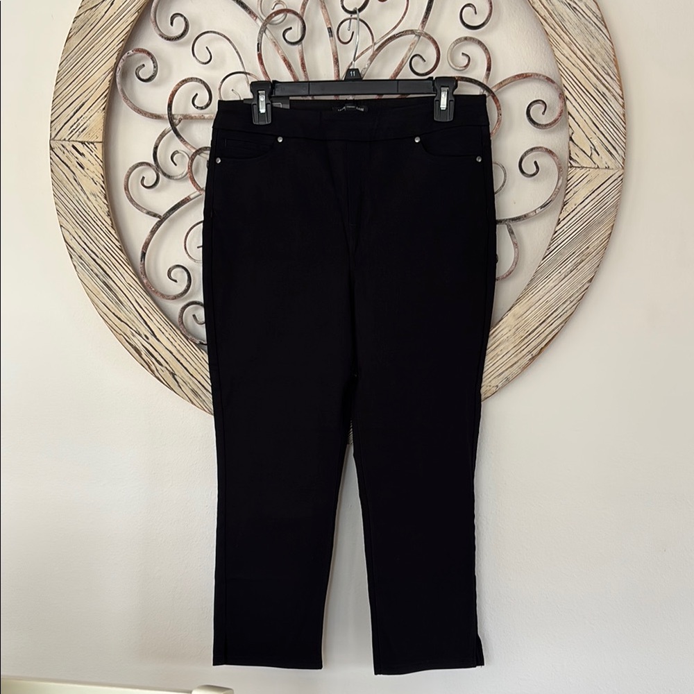 Chic Black Slit Hem Pants